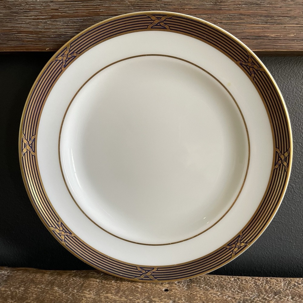 Rare VISTA ALEGRE Steteais 7" Bread & Butter Plate Gold Black Band Trim Portugal